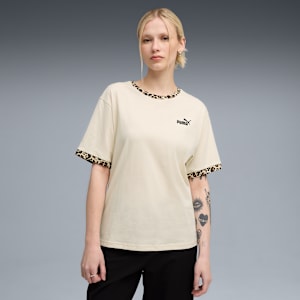 Essentials Animal Print Relaxed Tee Women, Alpine Snow, large-GBR