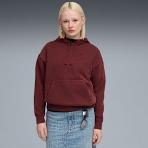 ESS ELEVATED Wash Hoodie Women, Ruby Shimmer, extralarge