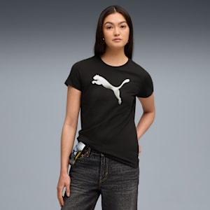 House of Graphics Women’s Crew Neck Cotton Tee, PUMA Black, extralarge-IND