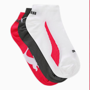PUMA Unisex Sneaker Socks Pack of 3, PUMA Black-PUMA Red-Grey Dawn, extralarge-IND