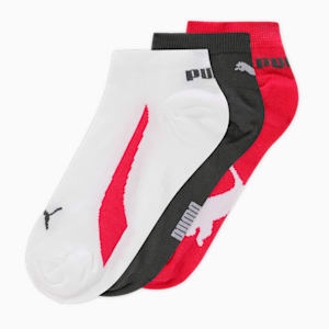 PUMA Unisex Sneaker Socks Pack of 3, PUMA Black-PUMA Red-Grey Dawn, extralarge-IND