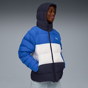 Synthetic Hooded Puffer Jckt Youth, Mountain Blue, extralarge