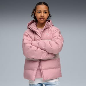 Synthetic Hooded Puffer Jckt Youth, Poised Pink, extralarge