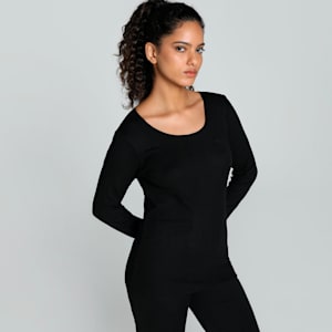 PUMA Women's Long Sleeve Thermal Top, PUMA Black, extralarge-IND