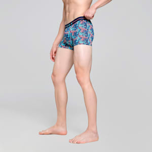 Nyl Men's Printed Trunk, Scuba Blue-Georgia Peach, extralarge-IND