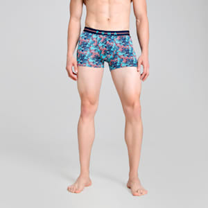 Nyl Men's Printed Trunk, Scuba Blue-Georgia Peach, extralarge-IND