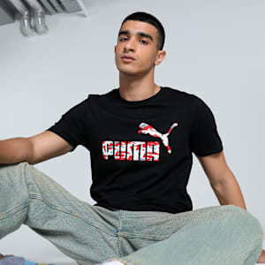 No.1 Logo Graphic Men's Slim Fit Tee, PUMA Black, extralarge-IND