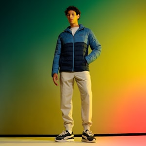 Men's Colorblock Woven Padded Jacket, Blue Horizon, extralarge-IND