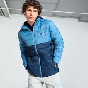 Men's Colorblock Woven Padded Jacket, Blue Horizon, extralarge-IND
