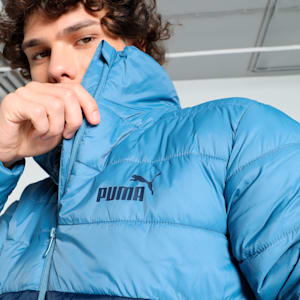 Men's Colorblock Woven Padded Jacket, Blue Horizon, extralarge-IND