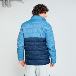 Men's Colorblock Woven Padded Jacket, Blue Horizon, extralarge-IND
