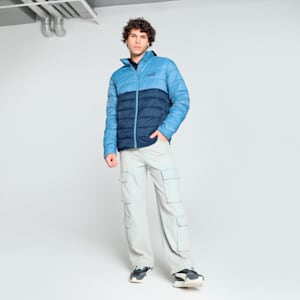 Men's Colorblock Woven Padded Jacket, Blue Horizon, extralarge-IND