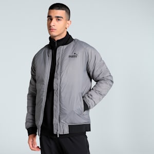 Men's Slim Fit Bomber Jacket, Cast Iron, extralarge-IND