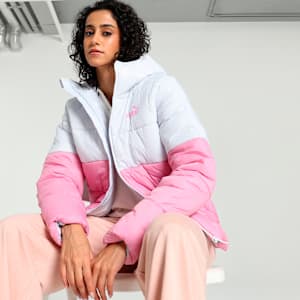 Women's Colorblock Hooded Jacket, Mauved Out-Silver Mist, extralarge-IND