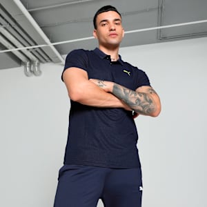 Train Men's Sweat-Wicking Cat Logo Polo Tee, PUMA Navy, extralarge-IND