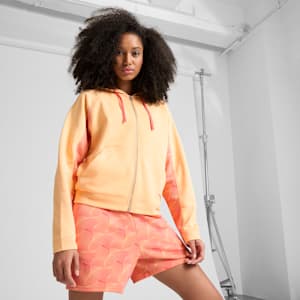 Chamarra con capucha y cremallera completa para mujer ESSENTIALS GRAPHIC, Almost Apricot-AOP, extralarge