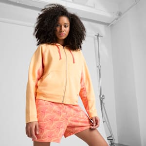 PUMA Essentials Graphics Women's Zip-Up Hoodie, Almost Apricot-AOP, extralarge