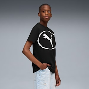 PUMA Sport Graphic Tee Youth, PUMA Black, large-GBR