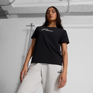 GRAPHICS Script Women's Tee, PUMA Black, extralarge