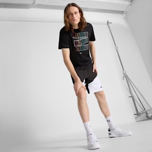 Camiseta con logotipo de ESS apilado para hombre, PUMA Black, extralarge