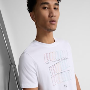 Camiseta con logotipo de ESS apilado para hombre, PUMA White, extralarge