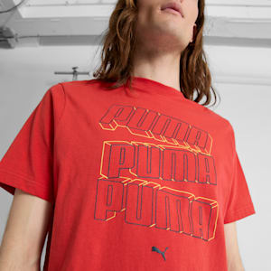 Camiseta con logotipo de ESS apilado para hombre, Red Fire, extralarge