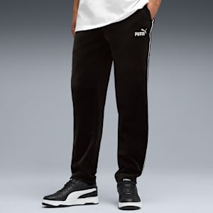 Essentials Elevated Velour Track Pants Men, PUMA Black, large-GBR