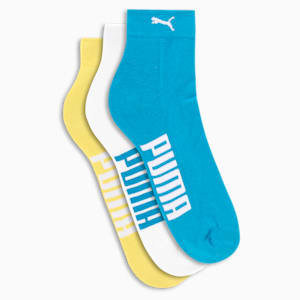 Half Terry Ankle-Length Socks Pack of 3, Celandine-PUMA White-Nrgy Blue, extralarge-IND