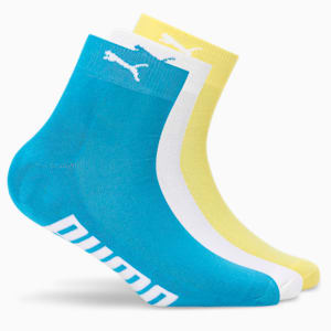 Half Terry Ankle-Length Socks Pack of 3, Celandine-PUMA White-Nrgy Blue, extralarge-IND