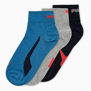 Lifestyle Unisex Quarter Socks Pack of 3, Strong Blue-Medium Gray Heather-PUMA Navy, extralarge-IND