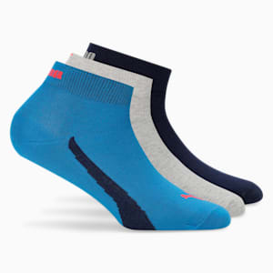 Lifestyle Quarter Socks Pack of 3, Strong Blue-PUMA Navy-Medium Gray Heather, extralarge-IND