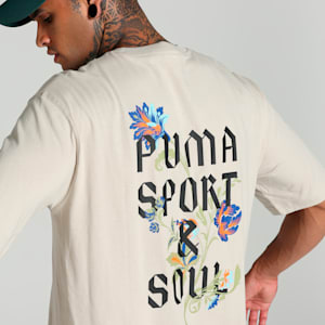 Floral Sport Men's Boxy Tee, Desert Dust, extralarge