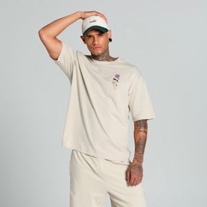Floral Sport Men's Boxy Tee, Desert Dust, extralarge