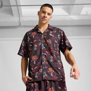 Camisa estampada floral deportiva para hombre, PUMA Black, extralarge