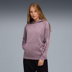 Chandail à capuchon en satin ESS ELEVATED Femme, Plum Jam, extralarge