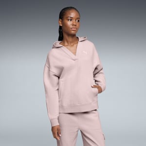 Sudadera con capucha ESS Jacquard para mujer, Mauve Mist, extralarge