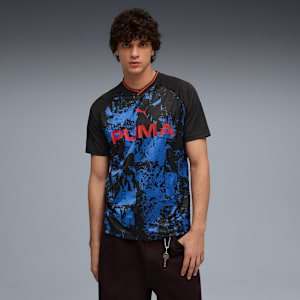 ESS AOP SS Jersey Men, PUMA Black-Team Regal Red, extralarge