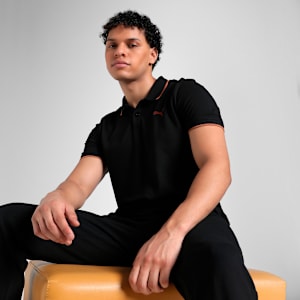 Essentials Contrast Tipping Men's Slim Fit Polo, Cotton Black, extralarge-IND