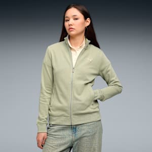 Essentials Women's Zippered Sweat Jacket, Lux Army, extralarge-IND