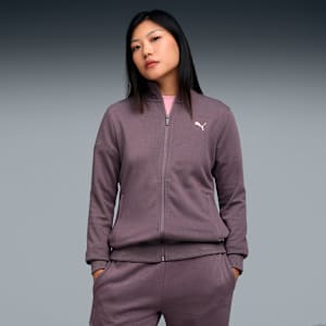 Essentials Women's Zippered Sweat Jacket, Raisin, extralarge-IND