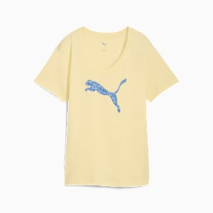 Graphic Pebble V-Neck Tee Women, Gold Moon, extralarge