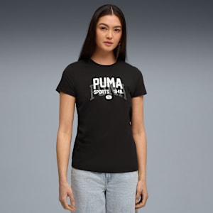 Graphic Varsity Tee Women, PUMA Black, extralarge