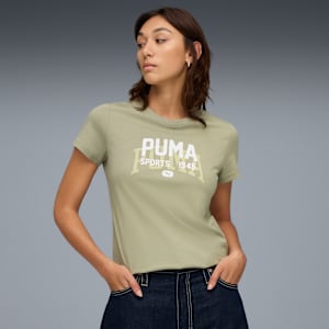 Graphic Varsity Tee Women, Lux Army, extralarge