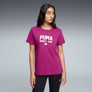 Graphic Varsity Tee Women, Berry, extralarge