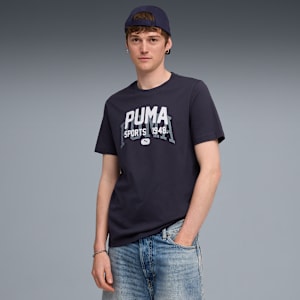 Graphic Varsity Tee Men, New Navy, extralarge