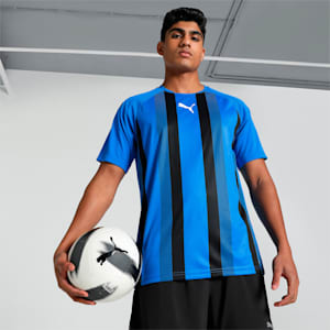 teamLIGA Striped Men's Football Jersey, Electric Blue Lemonade-Puma Black-Puma White, extralarge-IND