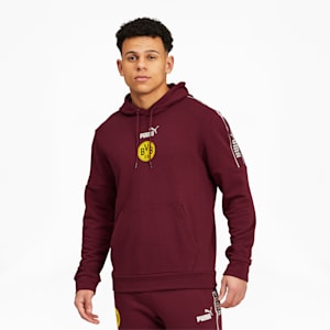BVB ftblCULTURE Men's Hoodie, Burgundy-Cyber Yellow, extralarge