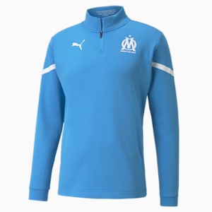 OM Prematch Quarter-Zip Men's Football Top, Bleu Azur-Puma White