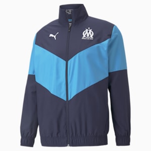OM Prematch Men's Football Jacket, Peacoat-Bleu Azur