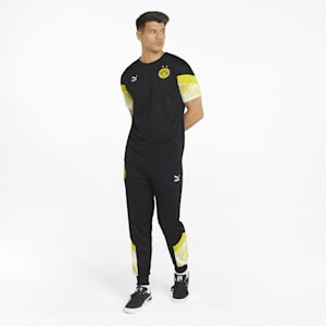 Pantalones de fútbol de red BVB Iconic MCS para hombre, Puma Black-Cyber Yellow